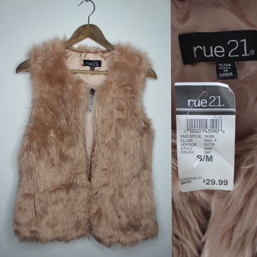 Rue 21 NWT Faux Fur Muave Pink Vest Small / Medium